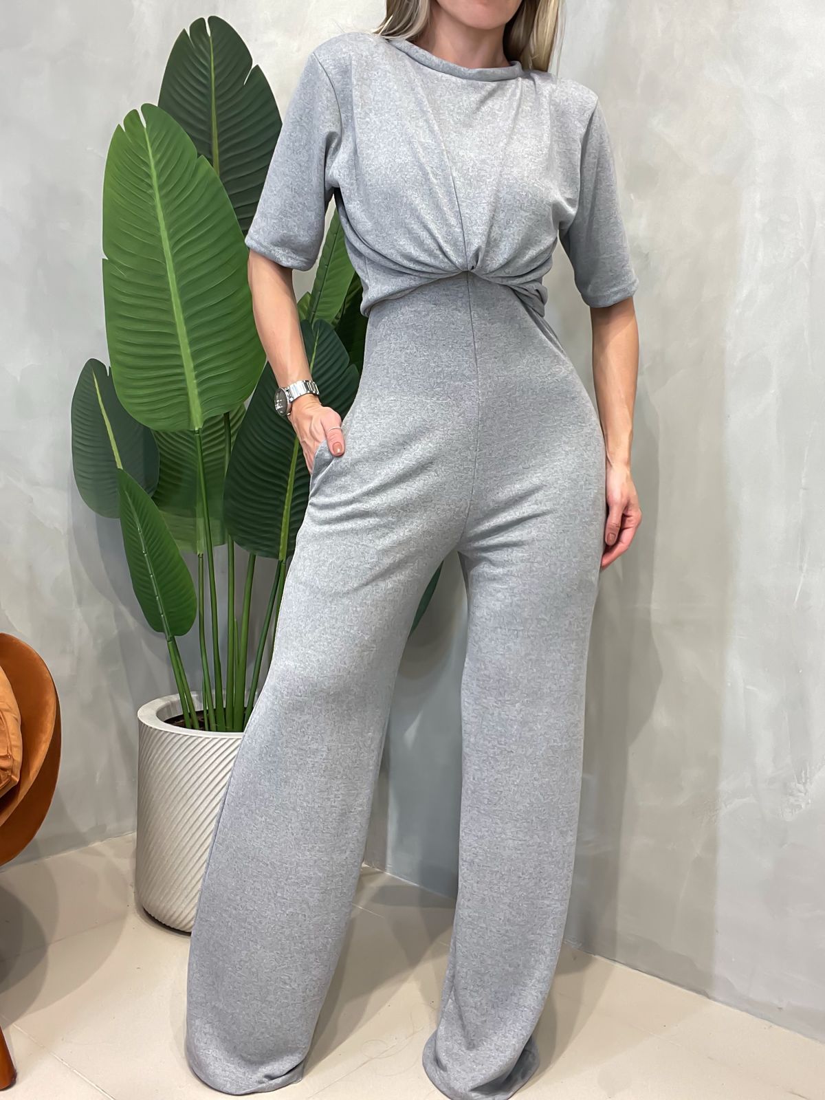 Conjunto em Lãnzinha Macacão e Blusa Manga Curta Ariana Ref. 1577