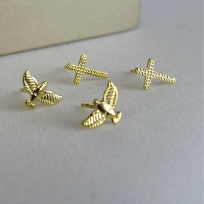 Duo de Cruz e Espírito Santo Banhado em Ouro 18k