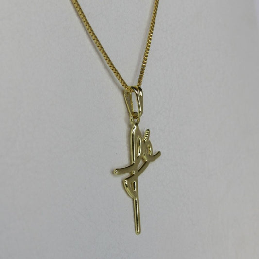 Colar Com Pingente Da Fé Banhado em Ouro 18k